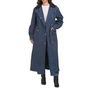 AVEC LES FILLES Midnight Asymmetrical Utility Cotton Blend Twill Trench Coat
